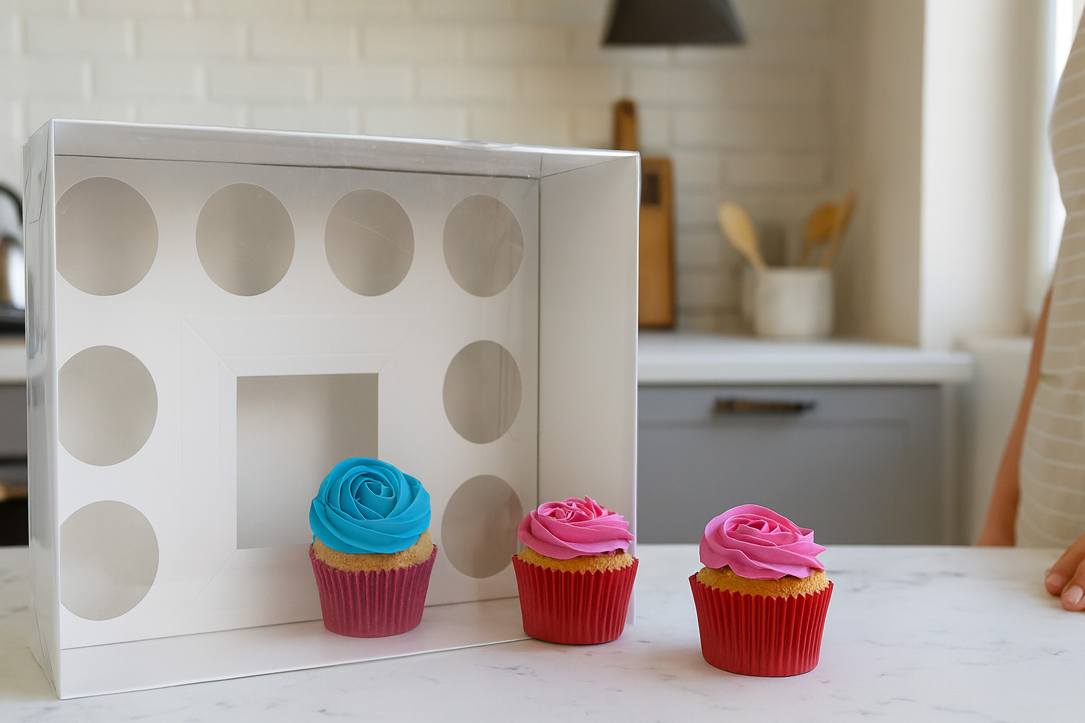 Mini cakes arranged in bento box